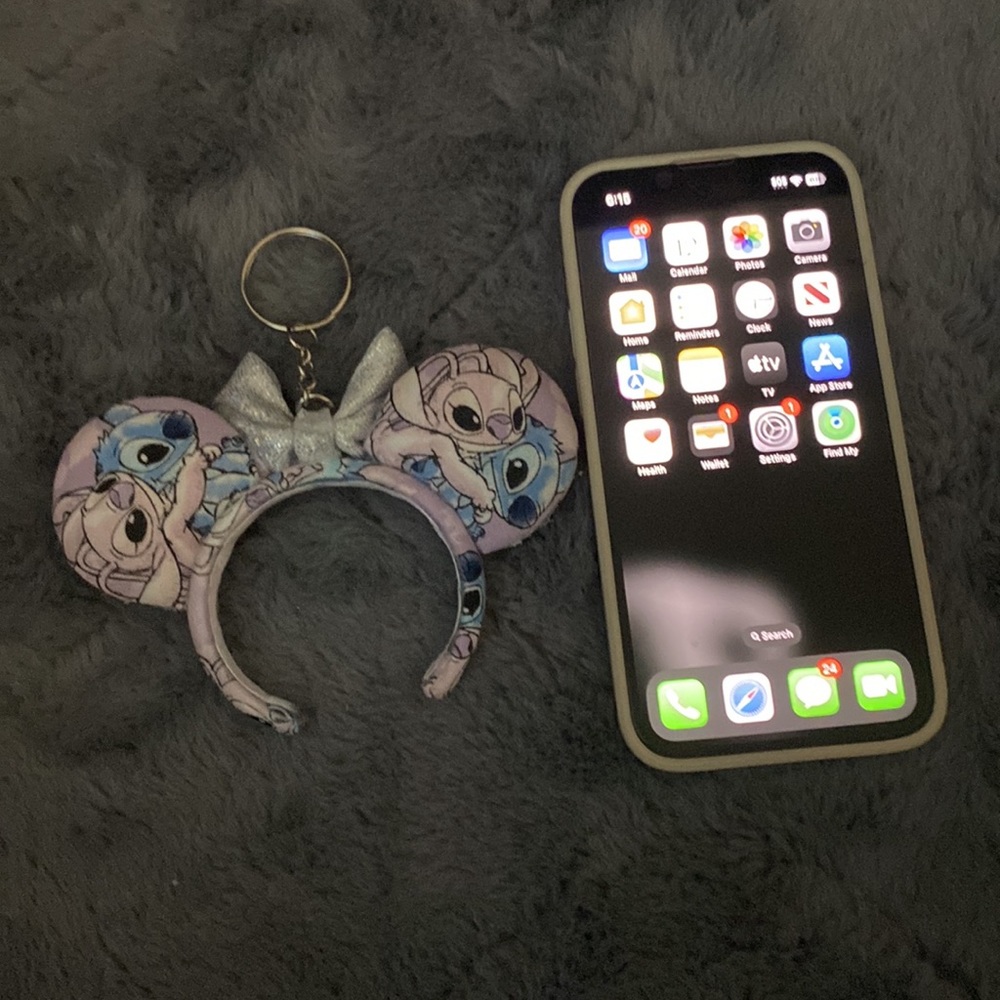 Stitch & angel custom keychain